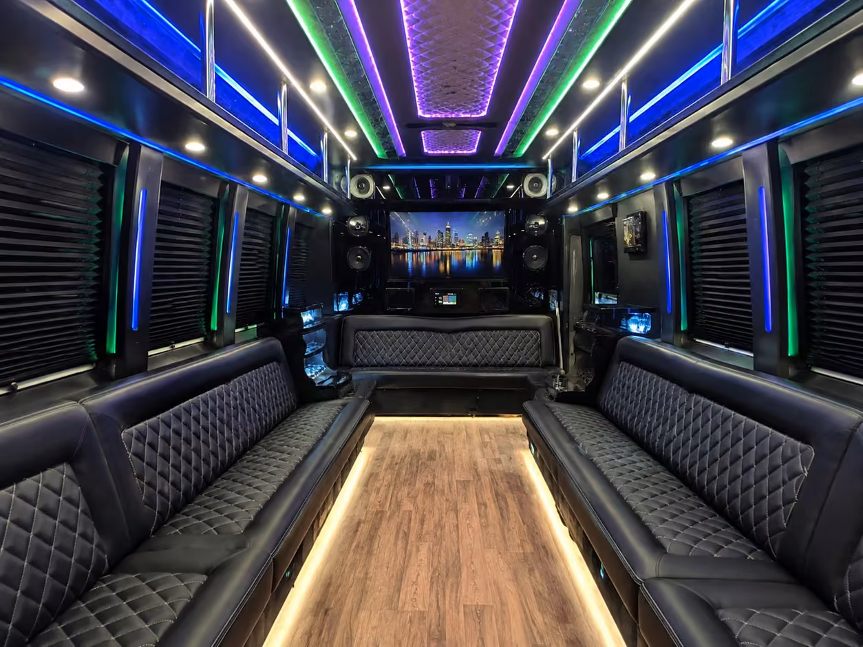 15 passenger party bus interior
